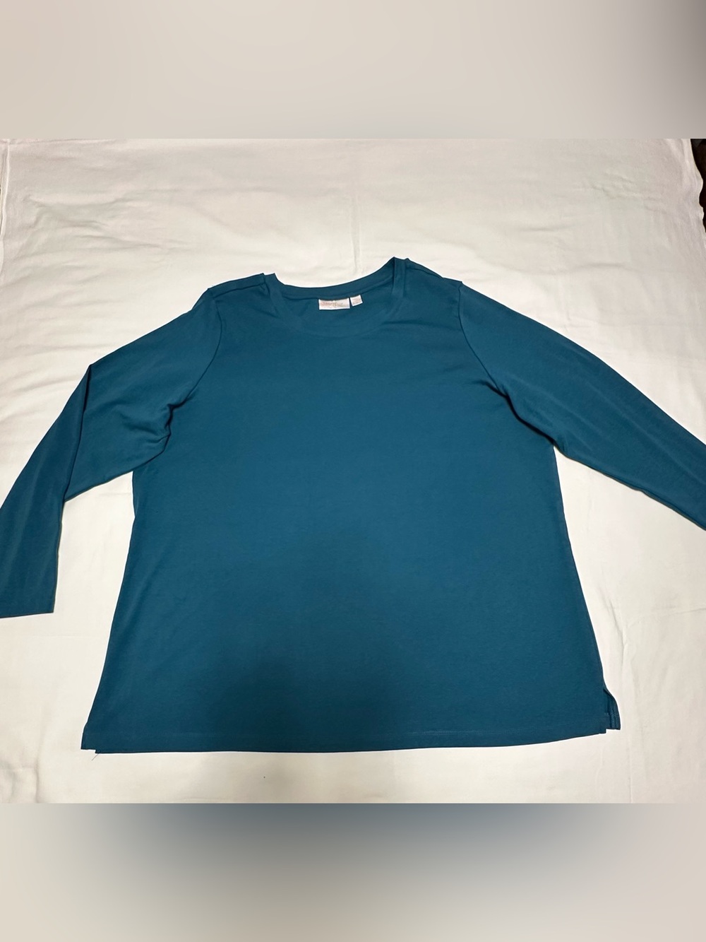 Belle by Kim Gravel TripleLuxe Micro Rib Crewneck Sweater in Teal